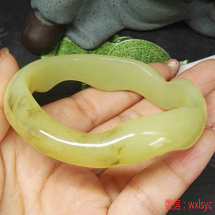 新疆和田玉黑山料黄玉黄口料手镯玉镯子雕花镯异形镯肉质老熟油润