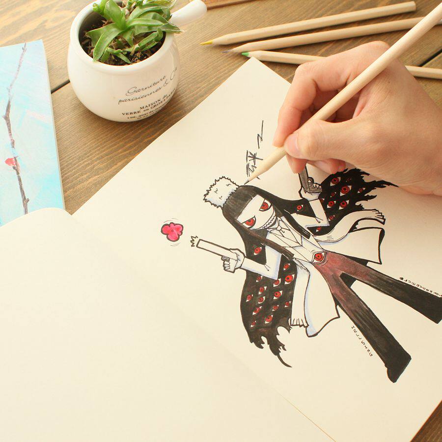 素描本16k手绘速写本空白小清新简约厚动漫图画本学生用画画本子