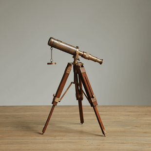 双筒 欧式复古天文望远镜 西方经典怀旧饰品 望远镜 立式双筒望远镜