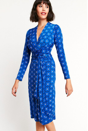 英国潮牌法国产onjenu 蓝色翻领修身显瘦裹裙【偏棉质弹性小】_7折