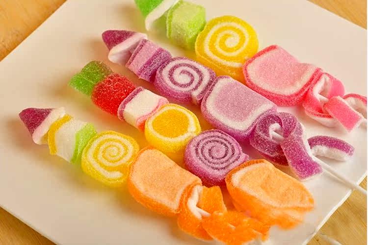 泰国进口糖果 如意牌串装橡皮软糖 水果五彩串烧串串糖啫喱糖23g