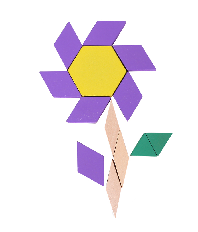 创意七巧板拼图几何积木形状板儿童木质益智玩具125片实木巧板