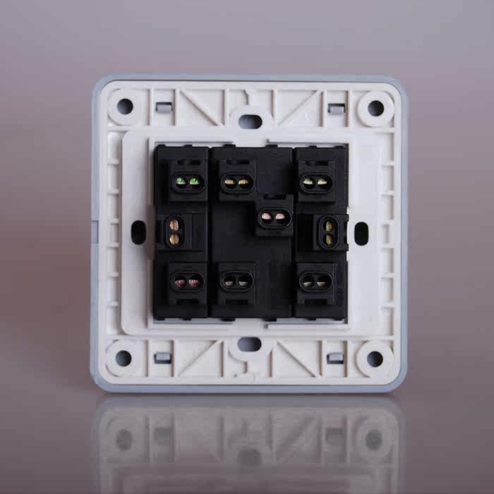 西门子开关插座面板远景系列彩银三开双控带荧光开关三位双联防伪