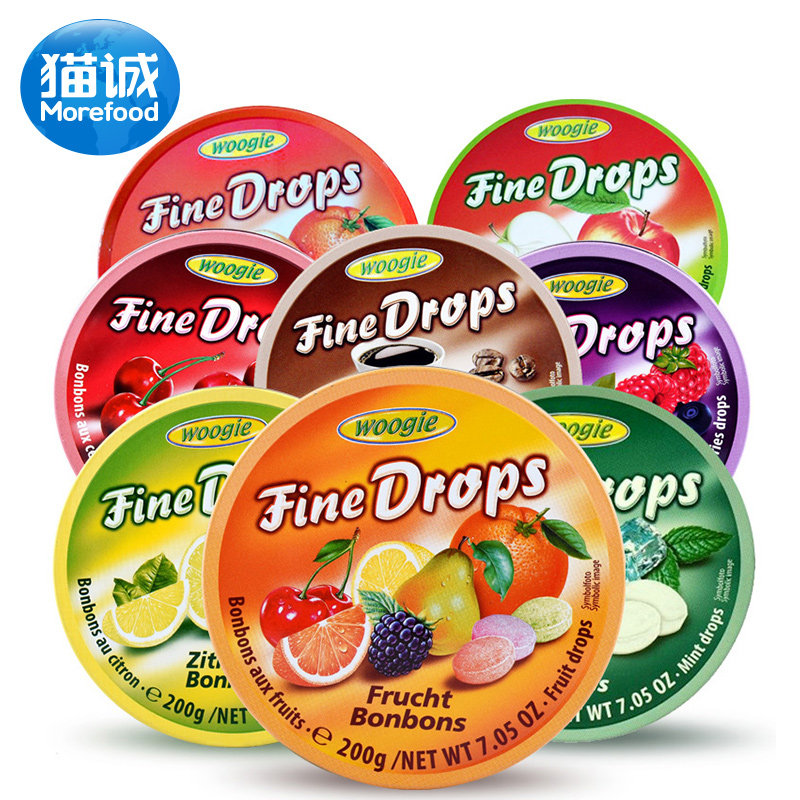 2盒包邮 德国进口 woogie铁盒水果糖粒200g 进口糖果喜糖果
