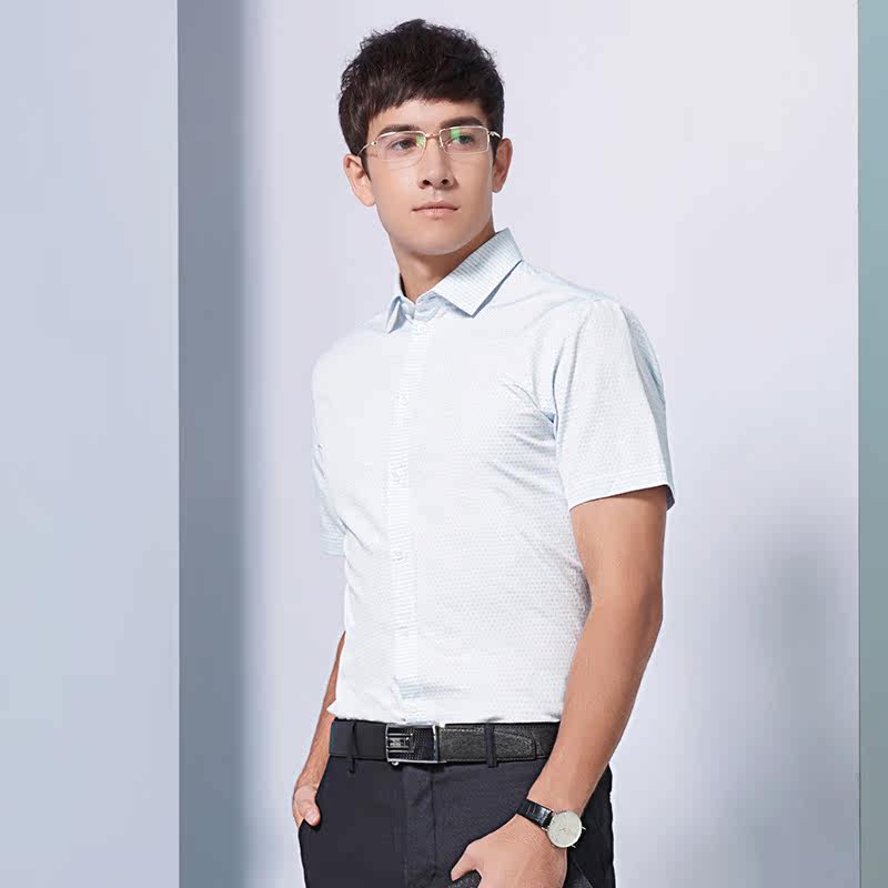 柒牌短袖衬衫男 夏季青年休闲大码男士衬衣 商务修身正品正统衬衫