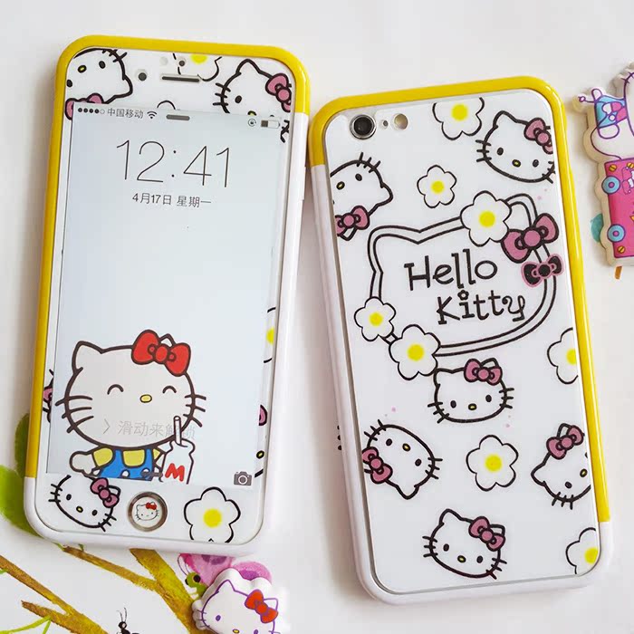 hello kitty蘋果7plus鋼化膜全屏iphone7手機前膜卡通貼膜3d納米