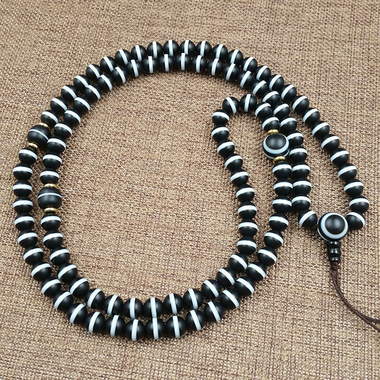 瑞熙亚天然玛瑙玉髓药师天珠 6mm一线药师珠手链108颗佛珠40g