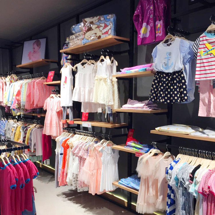 服装童装店展示架货架简易上墙落地式陈列架儿童侧挂衣架铁艺组合