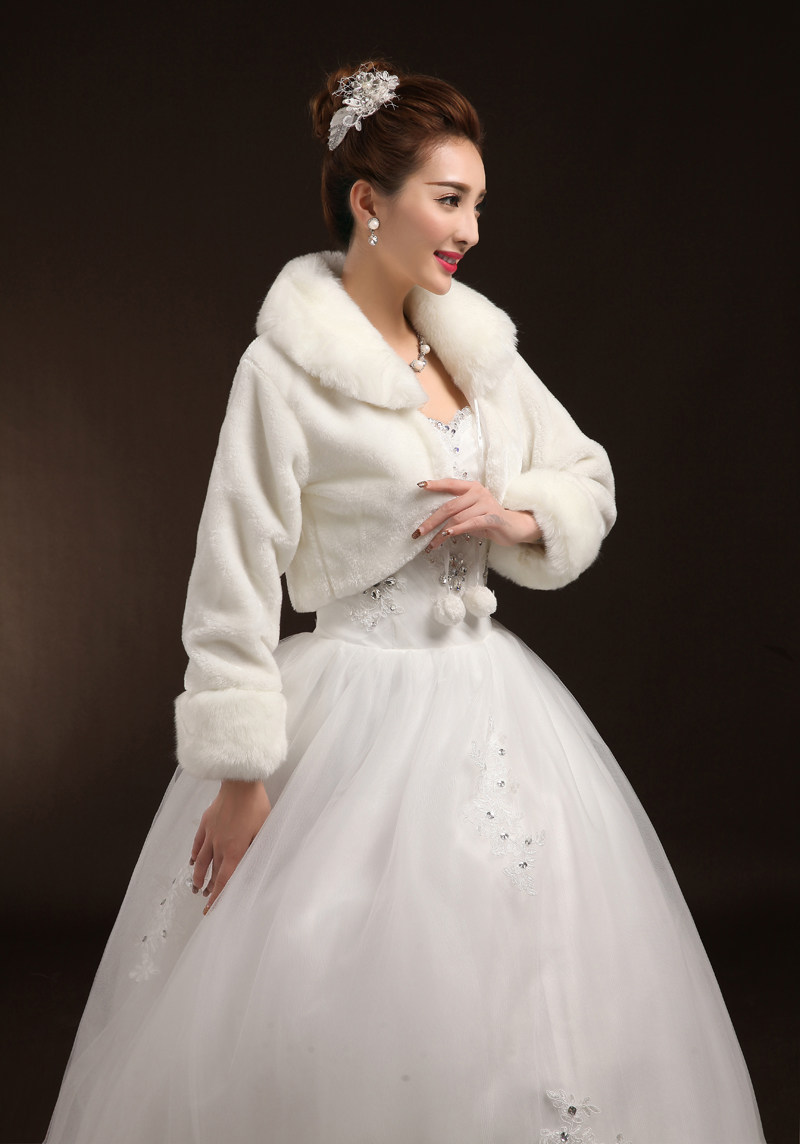 新娘婚纱毛披肩冬季结婚礼服白色斗篷外套加厚春秋新款大码长袖
