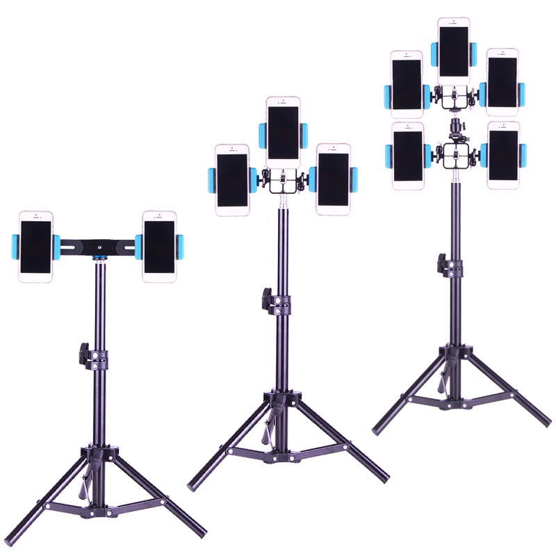 主播手机直播支架双手机落地三脚架多机位室内直播多功能补光神器
