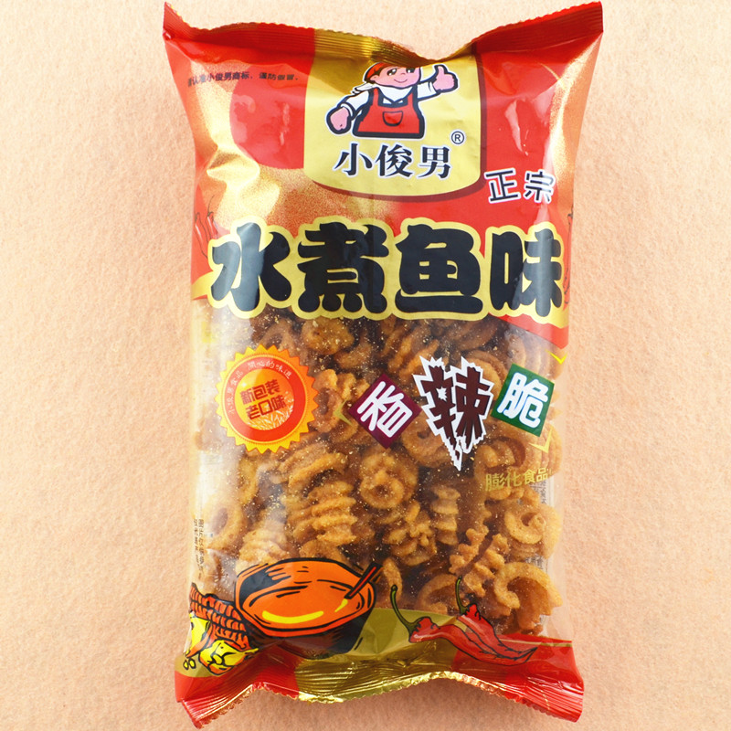 正宗25克小俊男水煮鱼味香辣脆 童年回忆超好吃零食锅巴30袋包邮