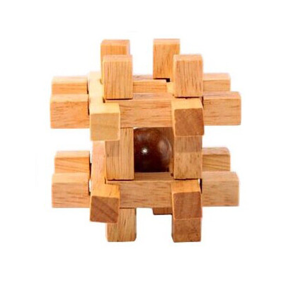 比优 成人木制益智玩具 古典玩具 孔明锁鲁班锁 笼中取珠 b款