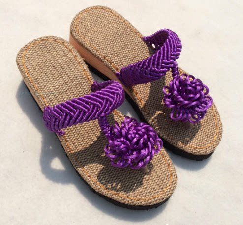 手工编织中国结5号线凉拖鞋菊花夹拖款拖鞋孺子牛亚麻鞋底材料包