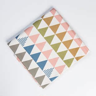 韩式简约几何三角形活性帆布布料加厚沙发布桌布靠枕抱枕全棉面料