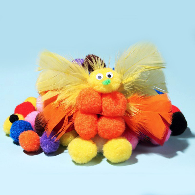 玩学堂 大小号彩色毛绒球毛毛球儿童粘贴玩具幼儿园创意手diy材料