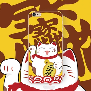iphone7苹果6s手机壳6plus硅胶全包软壳5se防摔千万两招财猫浮雕
