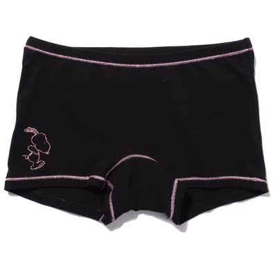 黑色纯棉可爱四角内裤 女生全棉卡通底裤 全场满128减10元