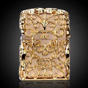 打火机 zippo打火机 镀24k黄金版 打火机专柜原装正品 5面镂空盔甲