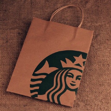 星巴克袋子纸袋环保包装牛皮纸2011美人鱼半身logo纸袋随手礼品袋