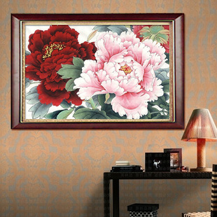 丝线卧室十字绣新款客厅满绣精准印花牡丹花十字绣花开富贵图玄关