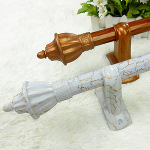 格瑞斯布艺白裂纹仿木纹白色罗马杆子静音窗帘杆特价含装饰头配件