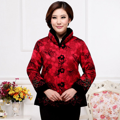 中老年唐装女棉衣棉袄冬装唐装棉服女妈妈装外套中式绣花棉袄唐装