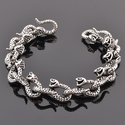 欧美 饰品男士手链钛钢摇滚街舞个性潮流霸气蛇手镯不锈钢手环生日