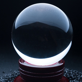 正品白水晶球摆件白色熔炼水晶球占卜风水转运送旋转底座七夕礼物