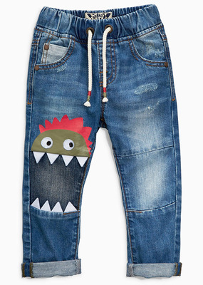 英国代购进口童装next 16春夏男宝宝男童大嘴巴恐龙休闲牛仔裤