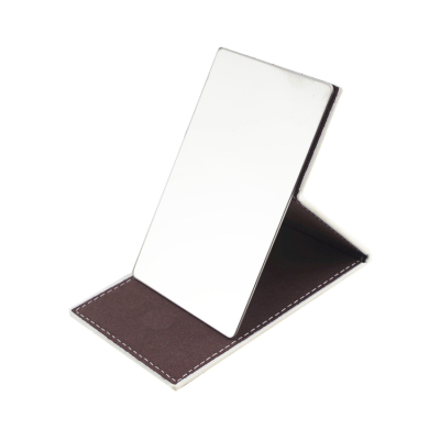 pu不锈钢小方镜子 便携方形金属折叠镜 摔不碎镜子 礼赠品定制