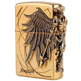 zippo打火机正版 纯铜亚马逊女战士天使战神翅膀防风芝宝正品