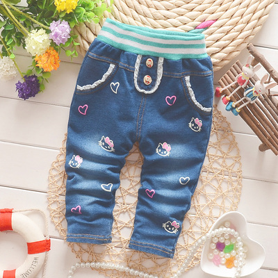 [亏本秒杀] 女童装0-1-2岁女宝宝春款牛仔裤婴儿春季下装裤子幼儿长裤