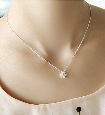 韩国饰品项链配饰短项链女小清新雏菊花锁骨链甜美百搭气质 日韩 夏