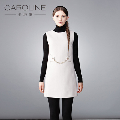 caroline卡洛琳 秋冬简约精致羊毛连衣裙时尚外搭f6600102 特惠