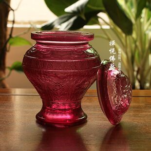 禅悦佛艺 古法琉璃 八吉祥宝瓶密宗宝 摆件藏传佛教用品红色