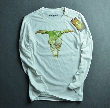 衣服 男士上装 男士t恤 羊头图案 英伦小众系列 全棉水洗磨毛 潮款 秋