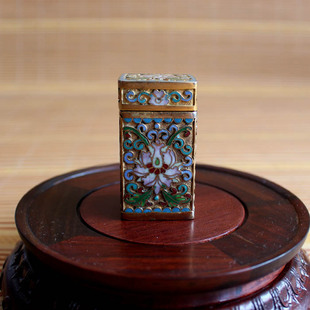 民间收藏的青花瓷景泰蓝纯紫铜烧蓝烤蓝精工八方山居图碗文玩收藏