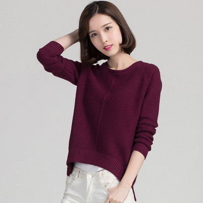 冬装女装羊毛衫套头短款毛衣女韩版宽松大码针织打底衫上衣潮加厚