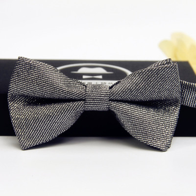 库诺男士英伦领结 高端时尚银色双层蝴蝶结 正装晚宴主持纯色领结