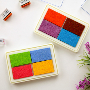 巨门文具四色可爱印泥diy彩色印台m号l图章印油学生奖品玩具礼物