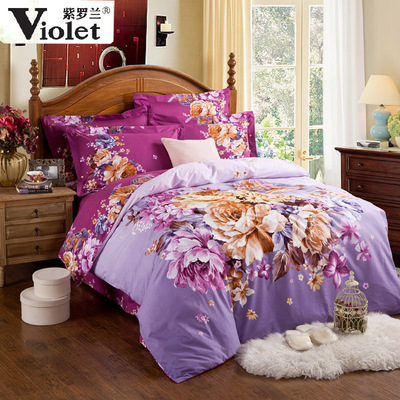 [紫罗兰授权] 紫罗兰家纺全棉磨毛四件套正品纯棉床上用品加厚秋冬