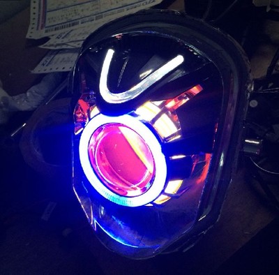 铃木丽彩透镜 丽彩qs125t-2大灯总成 改装疝气灯透镜天使眼恶魔眼