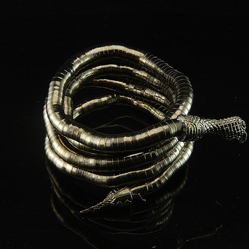 自由变形黑色金属开口非主流蛇头尾朋克手链男女中性手镯项链饰品