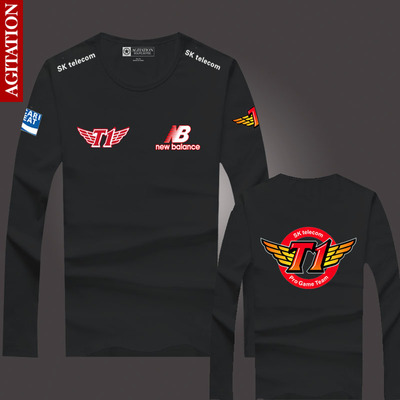 [春款新品] agitation英雄联盟skt1战队s5队服lol长袖t恤skt短袖比赛