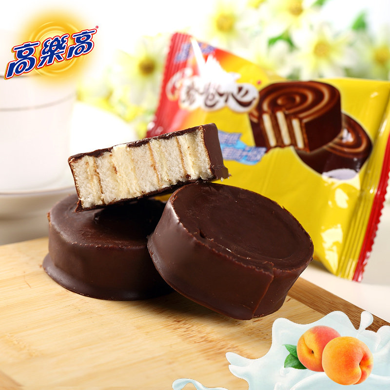 高乐高桃子口味夹心饼干112g巧克力蛋糕西式糕点儿童甜点零食早餐