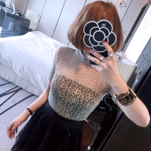 t恤 橙子家2016夏季新款 蕾丝短袖修身t恤配抹胸 欧洲大牌性感 潮3744