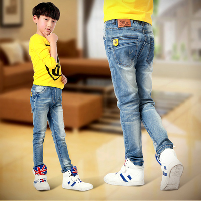 达霏琪童装2015秋冬款韩版男童牛仔裤 儿童百搭牛仔长裤休闲裤
