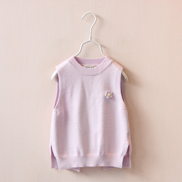 女童针织马甲 儿童后背蝴蝶结毛衣 背心 2015秋新款童装 宝宝坎肩