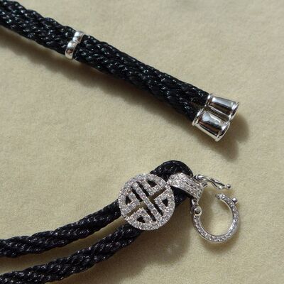 18k白金天然钻石镶嵌绳扣活口调节项链 诚和珠宝 高货绳 吊坠绳扣