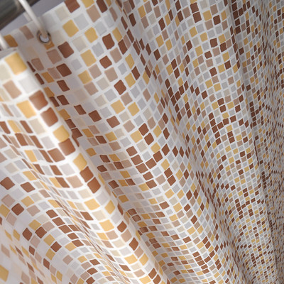 包邮马赛克浴帘防水加厚沐浴帘浴室门帘 卫生间挂帘隔断遮挡帘子